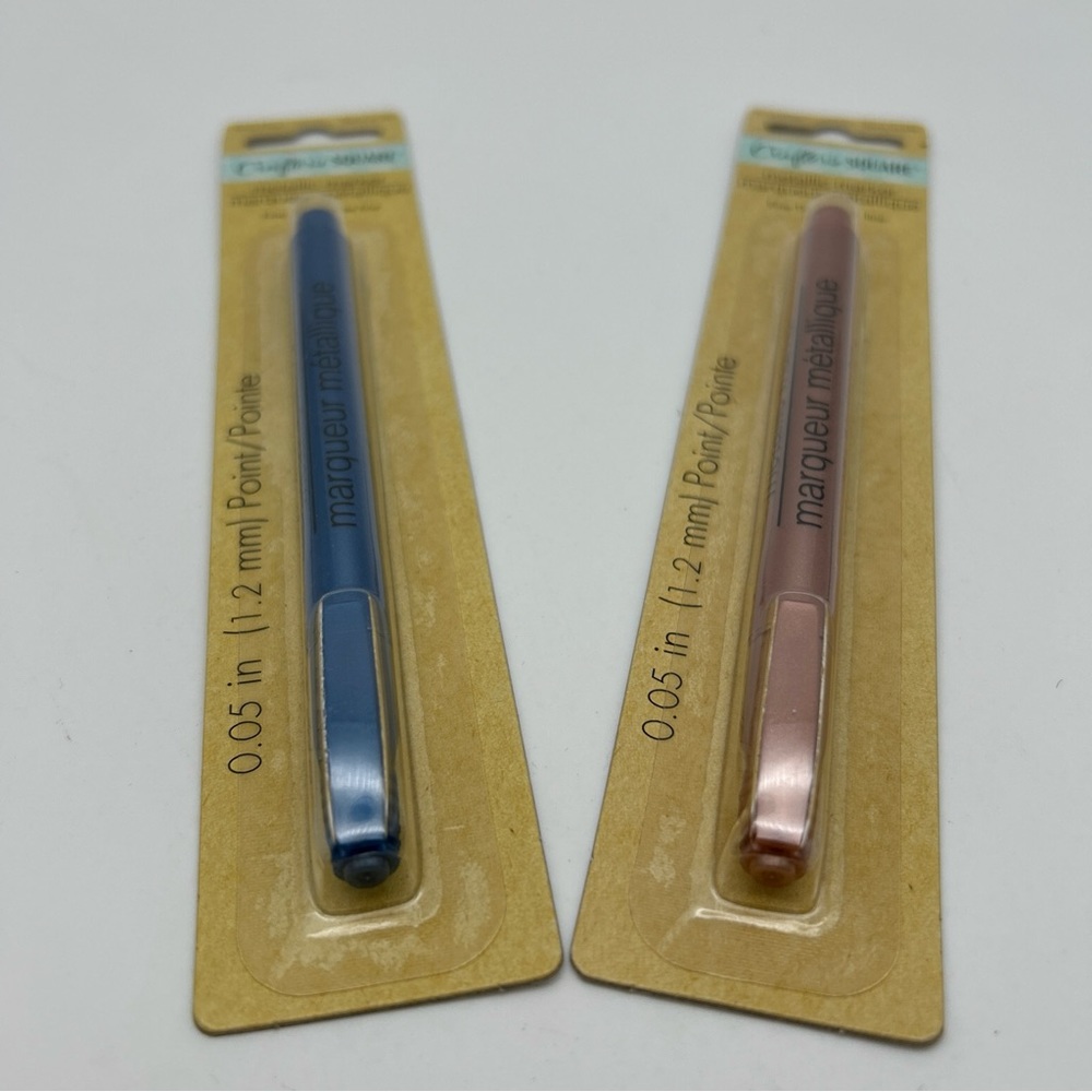 2-Crafters Square Metallic Paint Marker Rose Gold & Blue 1.2mm Fine Point New